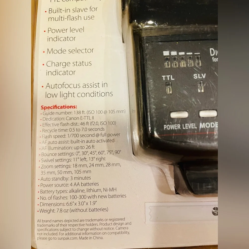 NEW Sunpak DigiFlash 3000, High power flash for Canon DSLR Cameras.